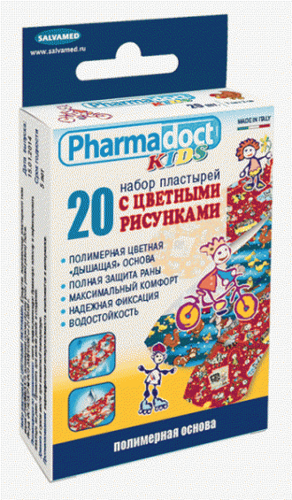 Pharmadoct Набор пластырей С цветными рисунками 7смх2см №20 (коробка)