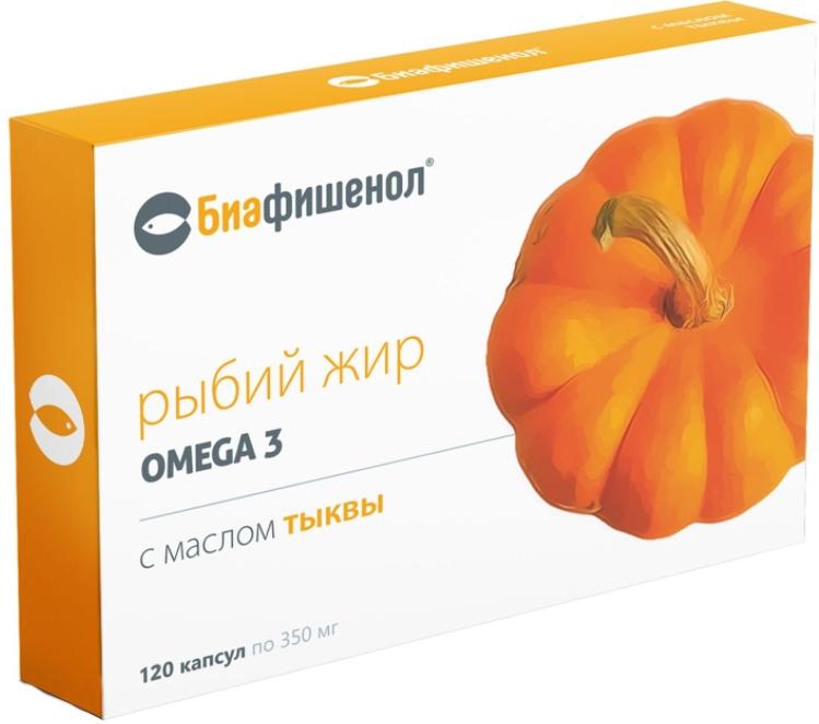 Рыбий жир Биафишенол масло тыквы капс.: 120 шт.