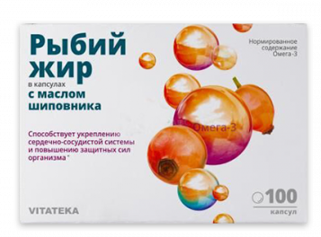 Vitateka Рыбий жир с маслом шиповника капс.: 100 шт.