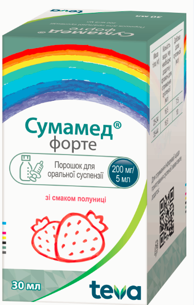 Сумамед Форте Клубника суспензия 200мг/5мл 30мл