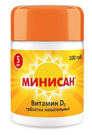 Минисан Витамин Д3 таб. жевательные 5мкг №100