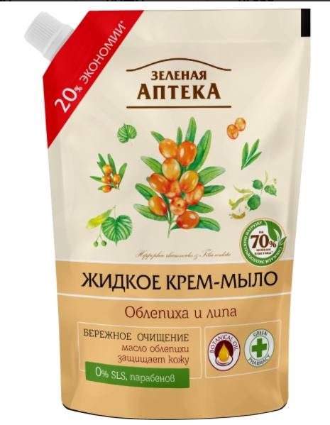 ЗА Кр.-мыло жид. Облепиха и липа 460мл дой-пак