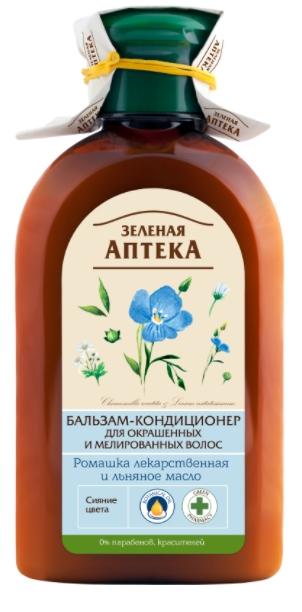 Зеленая Аптека Бальзам-кондиционер для окрашенных и мелированных волос Ромашка и льняное масло 300 мл
