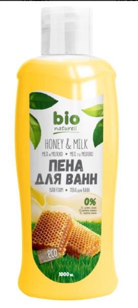 BioNat Пена для ванн Мед и молоко 1 л