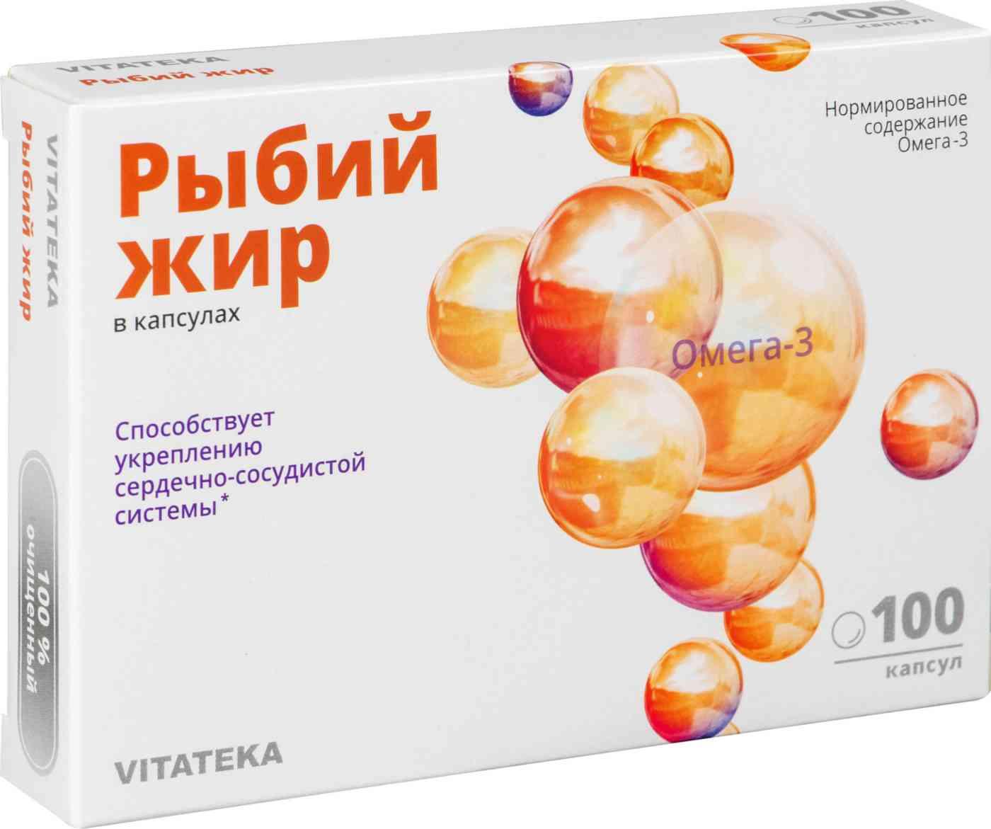 Vitateka Рыбий жир капс. 370 мг: 100 шт.
