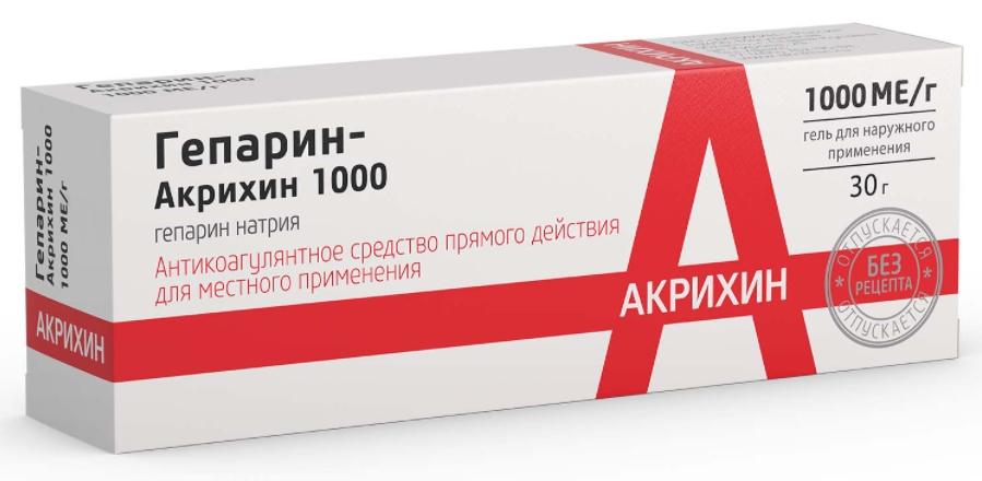 Гепарин-Акрихин гель 1000МЕ/г 50г (Р)