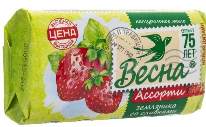 Мыло туал.Весна Земляника со сливк. 90г (Р)