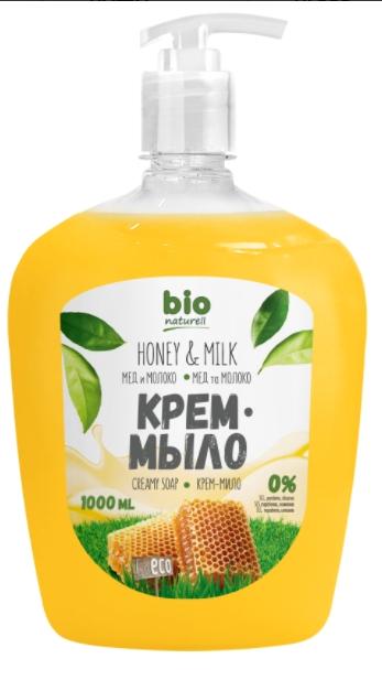 BioNat Крем-мыло Мед и молоко 1 л (с дозатором)