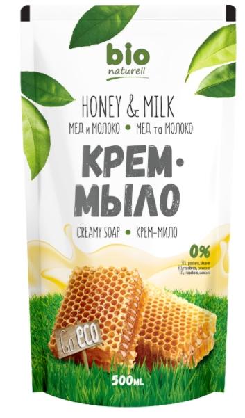 BioNat Крем-мыло Мед с молоком 500 мл (дой-пак)