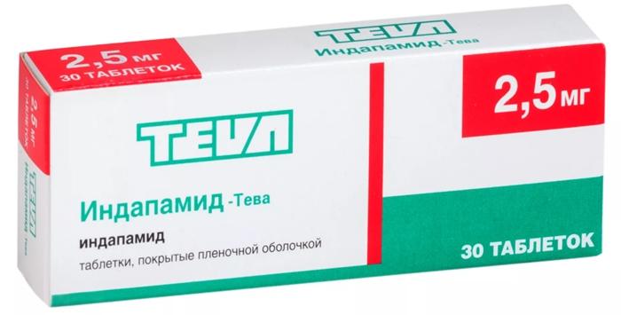 Индапамид Тева таб.п/о 2.5мг N30 (Р)#