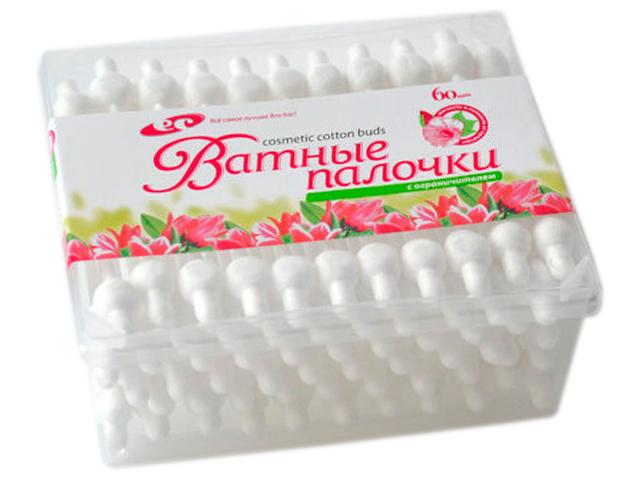 Палочки ватные с ограничителем № 60 (цветные, пластиковые)