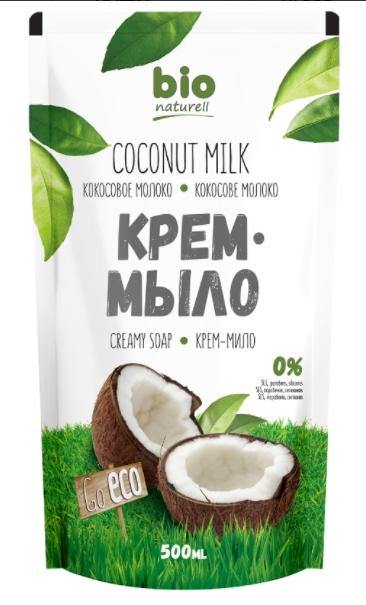 BioNat Крем-мыло Кокосовое молоко 500 мл (дой-пак)