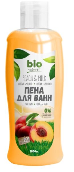 BioNat Пена для ванн Персик и молоко 1 л