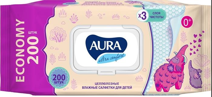 Салфетка вл. "Aura" Ult.Comf. д/дет.N200 с крышкой (Р)