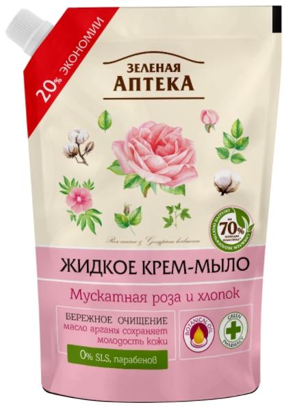 ЗА Кр.-мыло жид. Мускат.роза и хлопок 460мл дой-пак