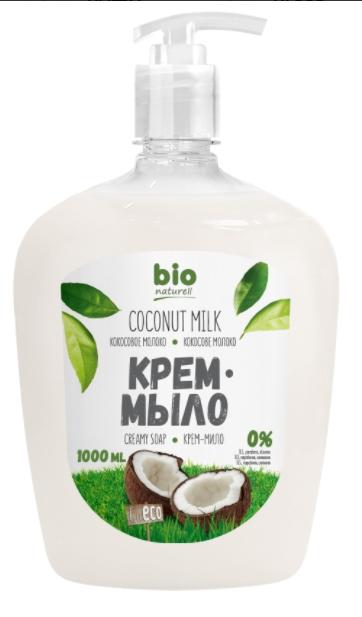 BioNat Крем-мыло Кокосовое молоко 1 л (с дозатором)