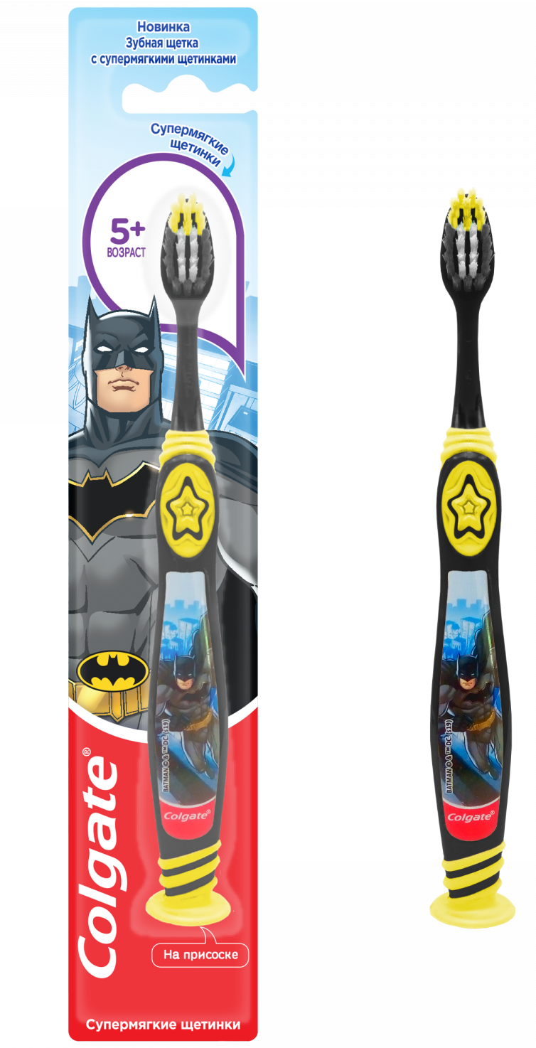Зубная щетка детская Колгейт Spiderman/Barbie/Batman (5+)