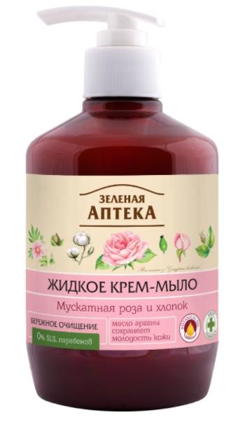 Зеленая Аптека Мыло жидкое Мускатная роза и хлопок 460мл