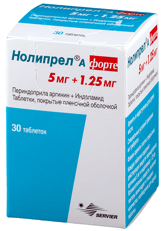 Нолипрел А форте таб.п/о 5мг+1.25мг N 30 (Р)