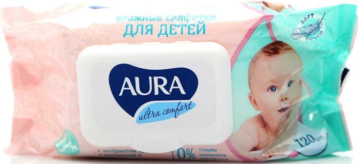 Салфетка вл. "Aura" Ult.Comf. д/дет.N120 с крышкой (Р)