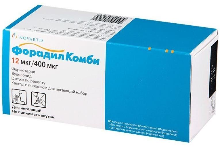 Форадил Комби порошок для ингаляций капс. 400мкг/12мкг №60+60+ингалятор