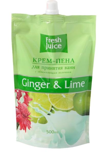 Fresh Juice Крем-пена для ванн Лайм&Имбирь 500 мл (дой-пак)