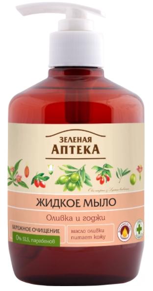 Зеленая Аптека Мыло жидкое Оливка и годжи 460мл (флакон с дозатором)