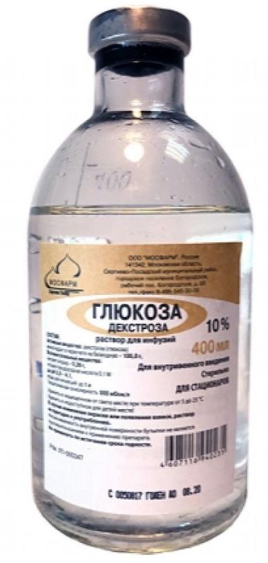 Р-р глюкозы 10% 400мл стекл.(Мосфарм) (Р)#