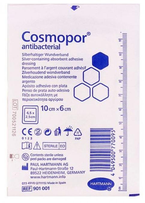 Повязка для ран Cosmopor Antibact. 10х6 см самокл. стер.