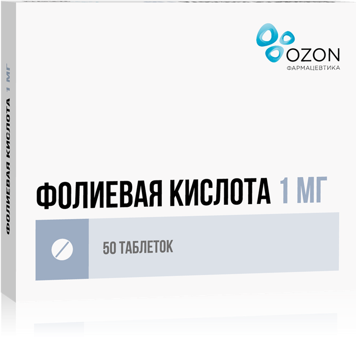 К-та фолиевая 1мг N 50 (Р) Озон#