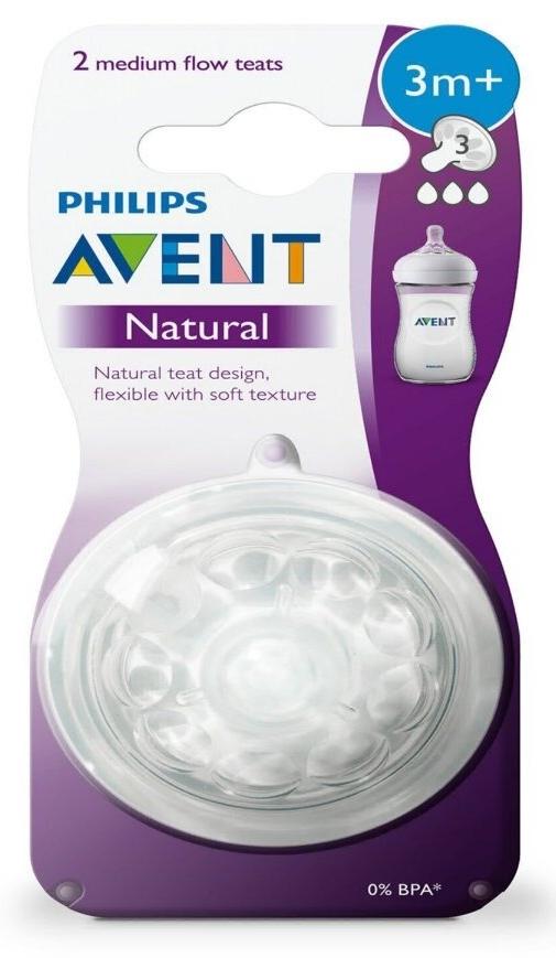 AVENT Соска Natural сил.ср.поток N2 (3м+) (SCY964/02) (Р) (НДС10%)