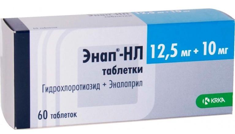 Энап НЛ таб. 10мг+12.5мг N60 (Р)
