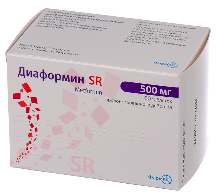 Диаформин SR таб. 500 мг: 60 шт.