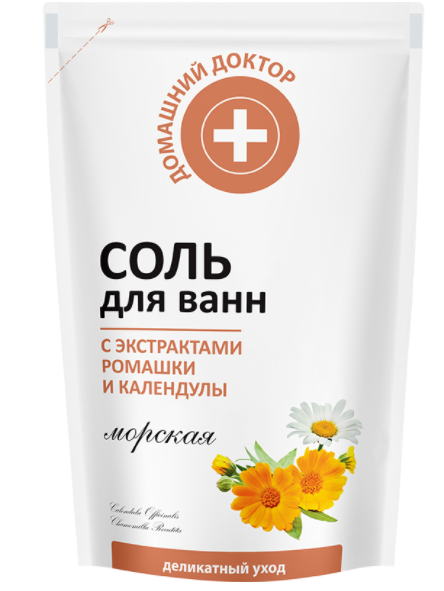 Домашний Доктор Соль для ванн с экстрактами ромашки и календулы 500 г (дой-пак)