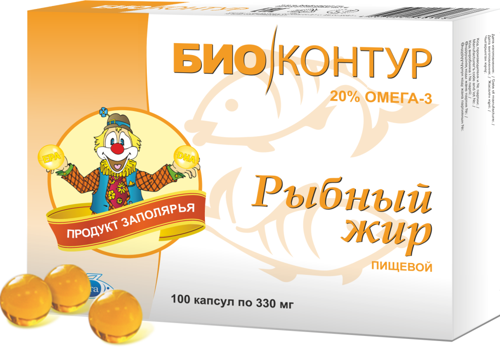 Рыбный жир Пищевой Биоконтур таб. 330 мг: 100 шт.