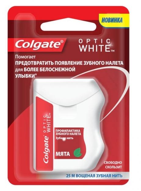 Зубная нить Колгейт Optic White и мята 25 м
