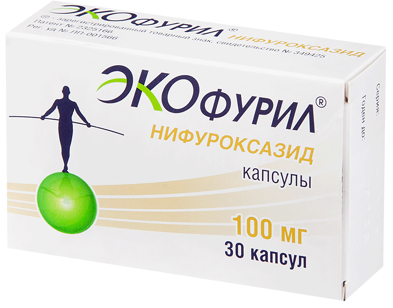 Экофурил капс. 100мг N30 (Р) (нифуроксазид)