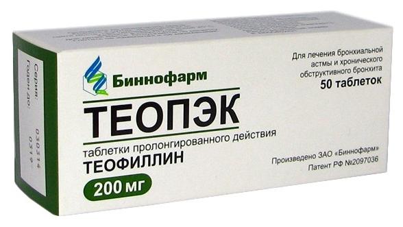 Теопэк таб. пролонг. д-вия 200мг N50 (Р)