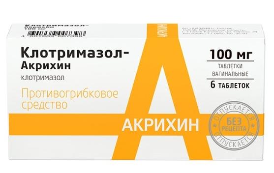 Клотримазол-Акрихин ваг.таб. 100мг N6 (Р)#