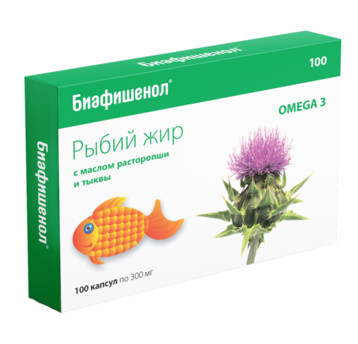 Биафишенол рыбий жир с маслом расторопши и тыквы капс.: 100 шт.
