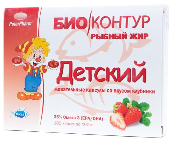 Рыбный жир Биоконтур дет.жев.капс. N100 (клубн.)(Р) (ПТ)