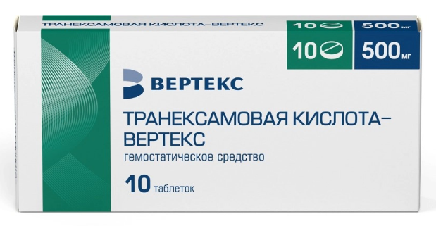 Транексамов. к-та-Вертекс таб.п/о 500мг N10 (Р)#