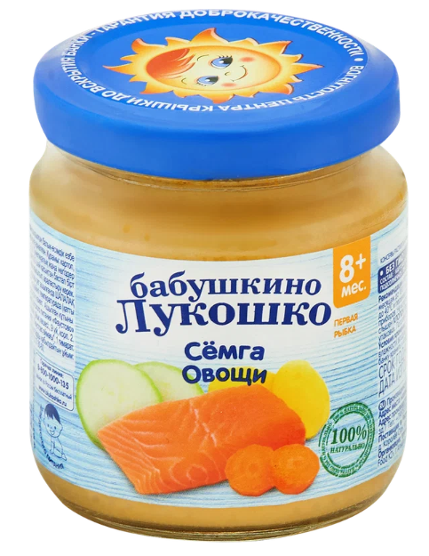 БабЛукош Рагу семга/овощи 8мес. 100г (Р) (ПТ)