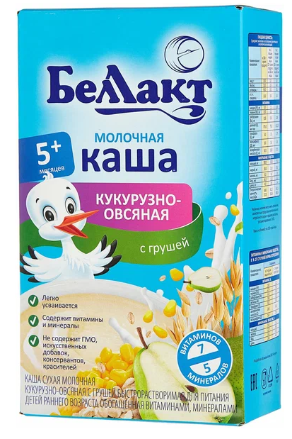 Беллакт Каша мол. кукур.-овс. с грушей 5+мес. 250г (Р) (ДПИ)