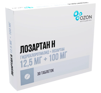 Лозартан Н таб. 100мг/12.5мг N30 (Р) Озон