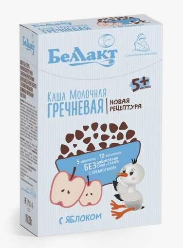 Беллакт Каша мол. гречн. с яблоком 5+мес. 250г (Р) (ДПИ)