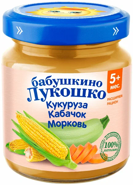 БабЛукош Пюре Кукуруза /кабачок/морк. 100г 5мес. (Р) (ПТ)