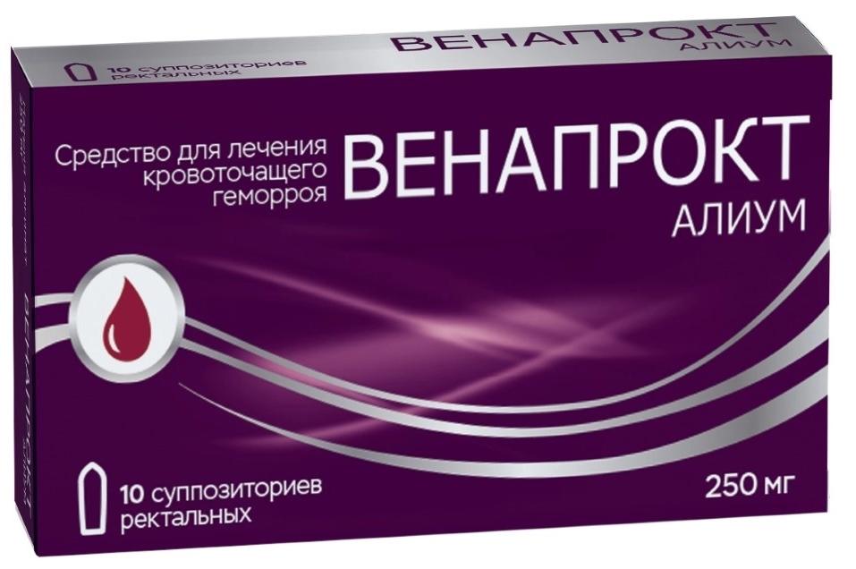 Венапрокт Алиум супп. рект. 250мг N10 (Р)