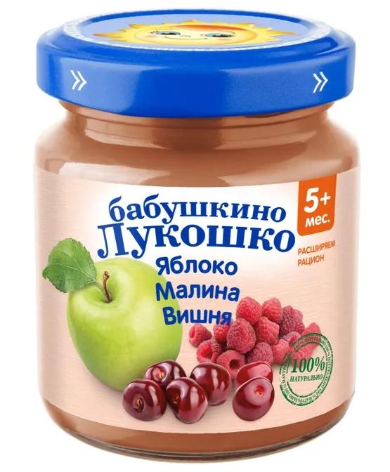 БабЛукош Пюре Ябл.+Малина+Вишня 100г 5мес. (P) (ПТ)