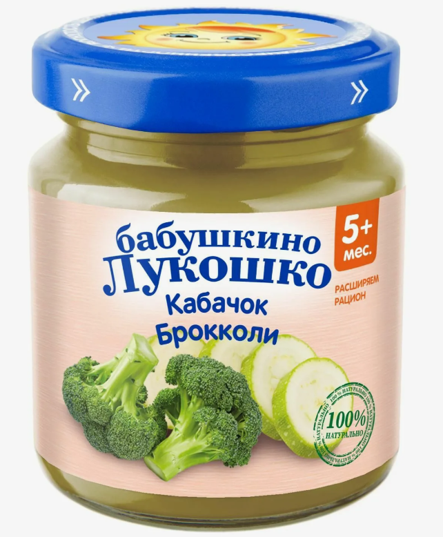 БабЛукош Пюре Кабачок/брокколи 100г 5мес. (Р) (ПТ)